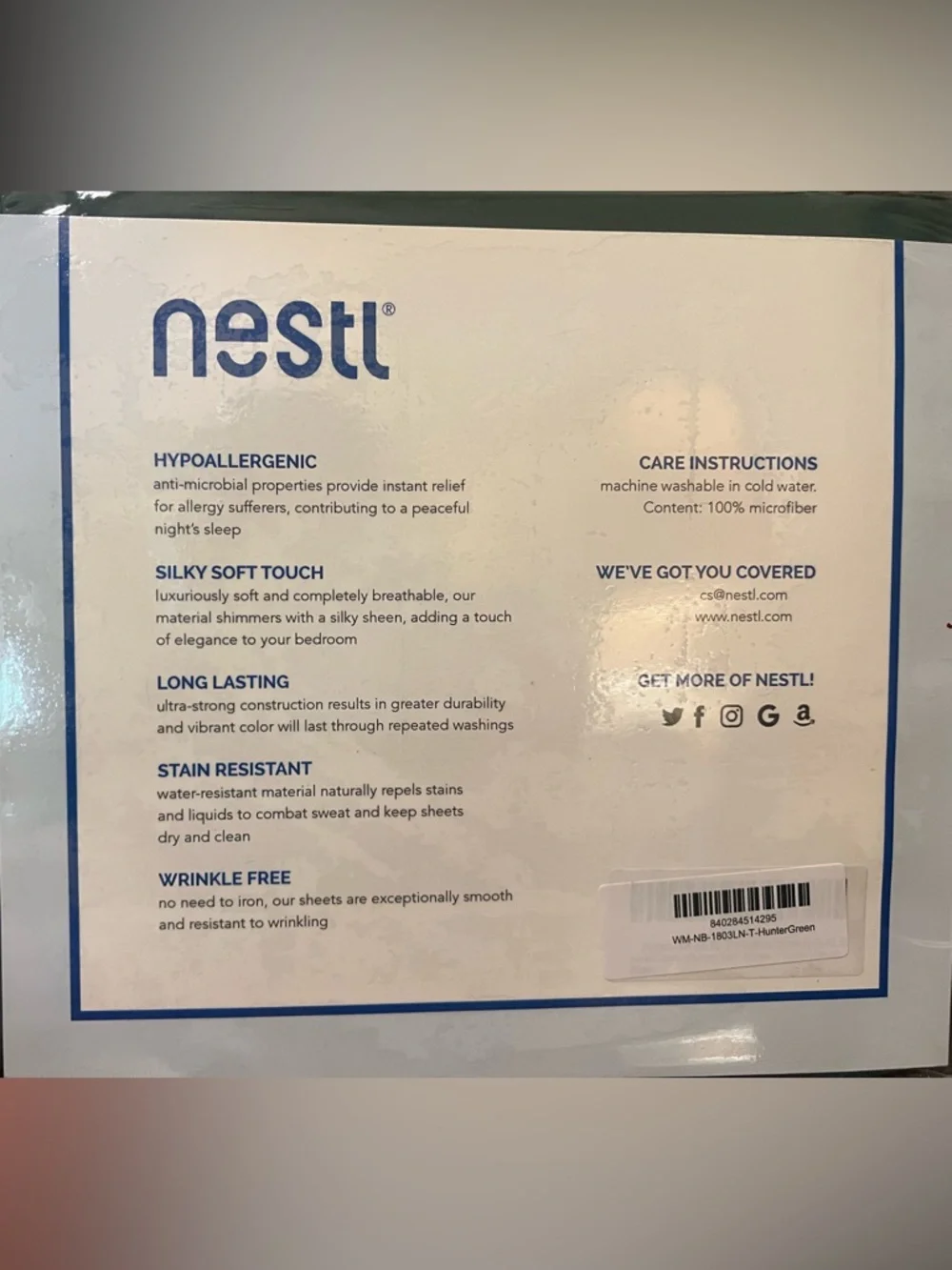 Nestl Hunter Green Twin 3-Piece Bed Sheet Set BRAND NEW and UNOPENED